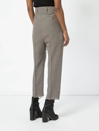 Shop Rick Owens Beaded Trim Trousers In Grey