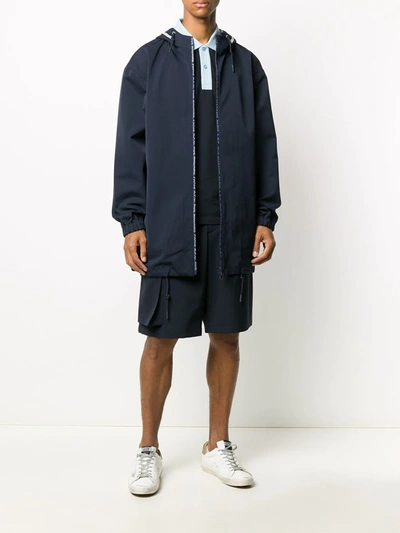 Shop Apc Philip Hooded Mid-length Parka In Blue