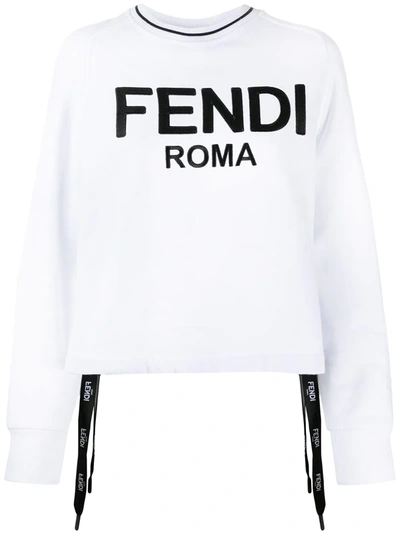 Shop Fendi Logo-print Sweatshirt In White