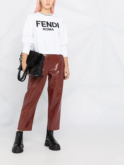 Shop Fendi Logo-print Sweatshirt In White