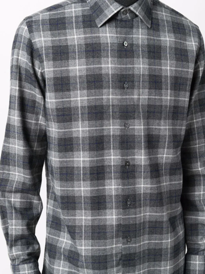 Shop Xacus Plaid-check Print Shirt In Grau