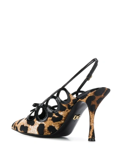 Shop Dolce & Gabbana Leopard Print Slingback Pumps In Black