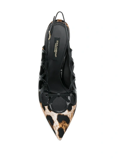 Shop Dolce & Gabbana Leopard Print Slingback Pumps In Black