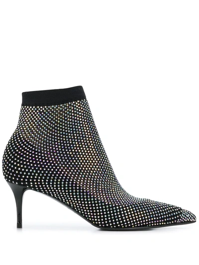 Shop Le Silla Gilda Crystal-embellished Boot Pumps In Black