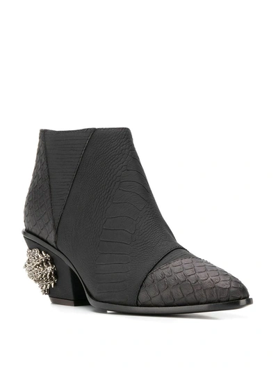 Shop Giuseppe Zanotti Kevan Alligator Print Ankle Boots In 002 Black