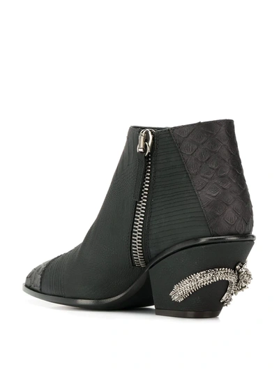 Shop Giuseppe Zanotti Kevan Alligator Print Ankle Boots In 002 Black