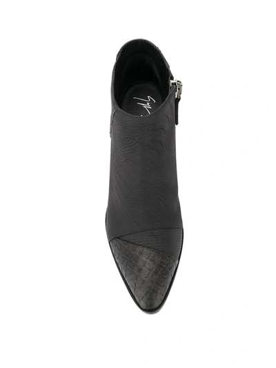 Shop Giuseppe Zanotti Kevan Alligator Print Ankle Boots In 002 Black