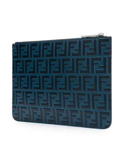 Shop Fendi Double F Logo Pouch In Blue