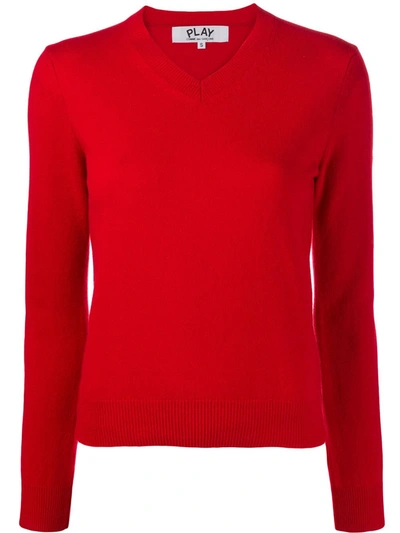 Shop Comme Des Garçons Play Classic Knit Sweater In Red