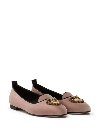 Shop Dolce & Gabbana Velvet Devotion Slippers In Pink