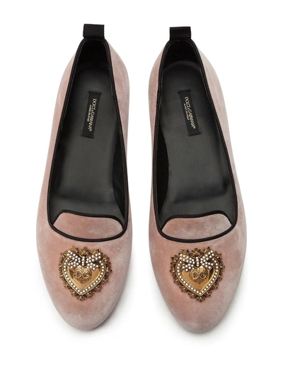 Shop Dolce & Gabbana Velvet Devotion Slippers In Pink