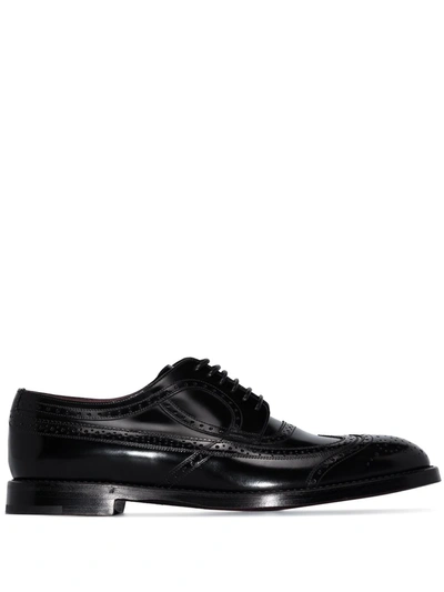 Shop Dolce & Gabbana Brushed Leather Brogues In Black