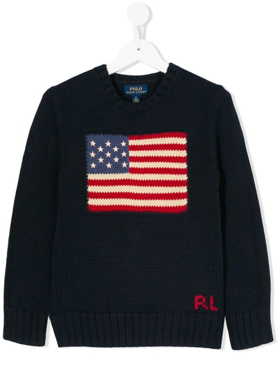 Shop Ralph Lauren Usa Flag Jumper In Blue