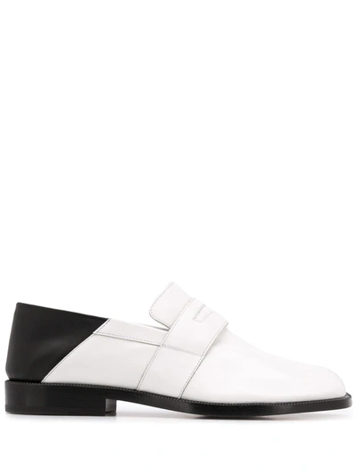 Maison Margiela Mm22 Two Tone Leather Tabi Loafers In White