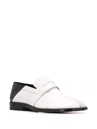 Maison Margiela Mm22 Two Tone Leather Tabi Loafers In White