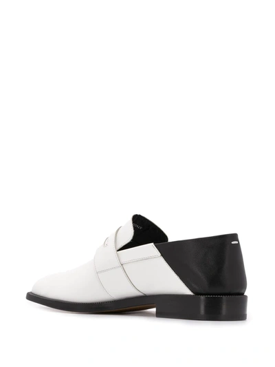 Maison Margiela Mm22 Two Tone Leather Tabi Loafers In White