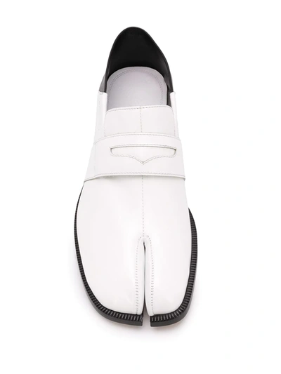 Maison Margiela Mm22 Two Tone Leather Tabi Loafers In White