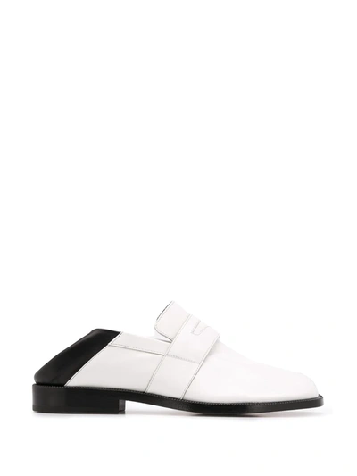 Shop Maison Margiela Tabi Leather Loafers In White
