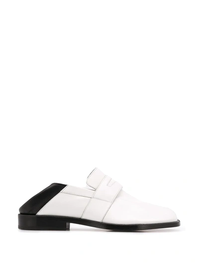 Maison Margiela Mm22 Two Tone Leather Tabi Loafers In White