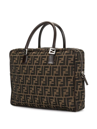 Pre-owned Fendi 1990s Zucca Pattern 2-way Top-handle Bag In Brown