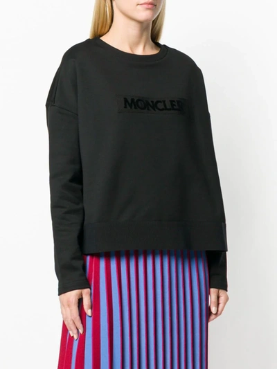 Shop Moncler Embroidered Logo Sweatshirt In Black