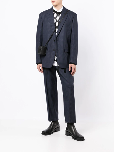 Valentino Vltn-print Single-breasted Suit Jacket In Blau