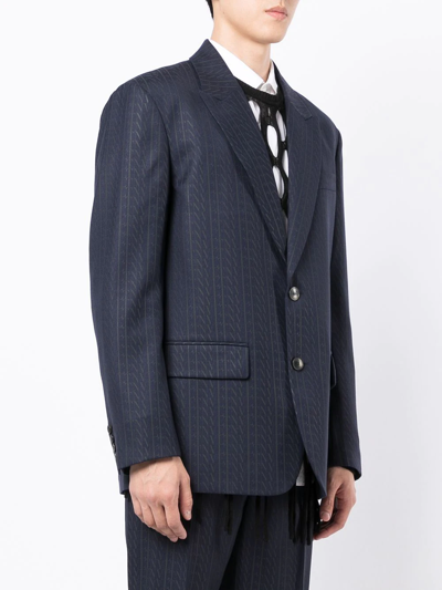 Valentino Vltn-print Single-breasted Suit Jacket In Blau