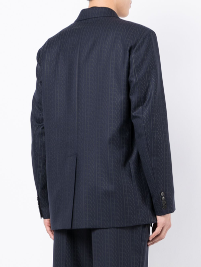 Valentino Vltn-print Single-breasted Suit Jacket In Blau
