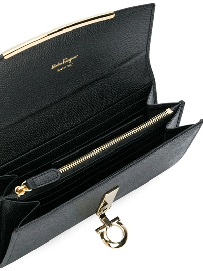 Ferragamo Foldover Gancio Wallet In Black