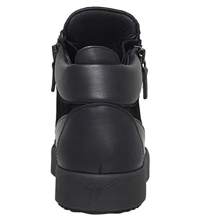 Shop Giuseppe Zanotti Kriss Suede & Leather Mid-top Sneakers In Black