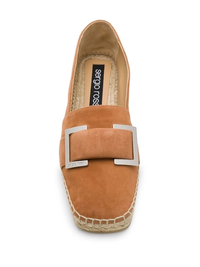 Shop Sergio Rossi Logo Buckle Loafers In Brown