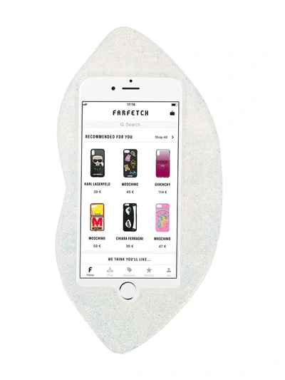 Stella Mccartney White Glitter Lips Iphone Case