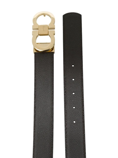 Ferragamo Double Gancio Belt In Black