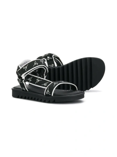 Shop Giuseppe Junior Logo Sandals In Black