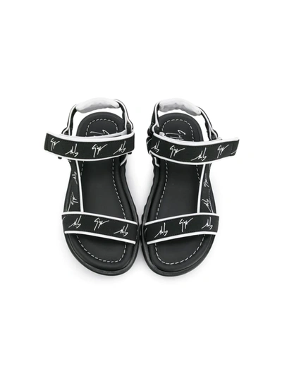 Shop Giuseppe Junior Logo Sandals In Black