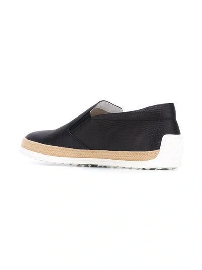 Tod's Ods Mens Navy Gomma Rafia Leather Skate Shoes Eur 43 / 9 Uk In Blue