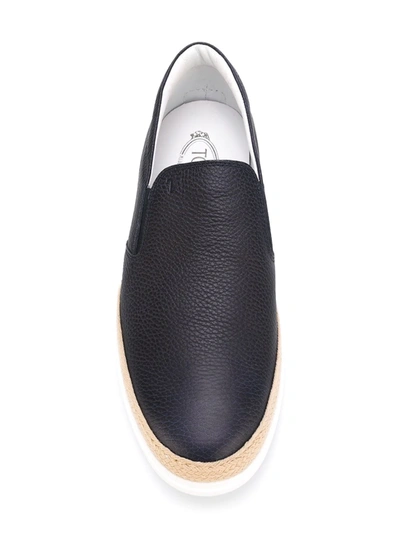 Tod's Ods Mens Navy Gomma Rafia Leather Skate Shoes Eur 43 / 9 Uk In Blue