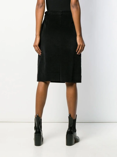 Pre-owned Saint Laurent 1980's Velvet Straight Skirt In Black