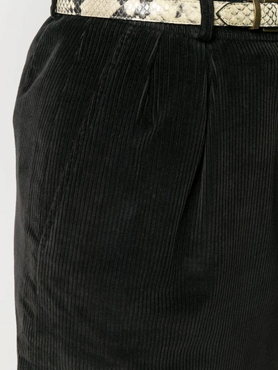 Pre-owned Saint Laurent 1980's Velvet Straight Skirt In Black