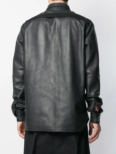 Shop Rick Owens Leather Shirt Jacket In Black