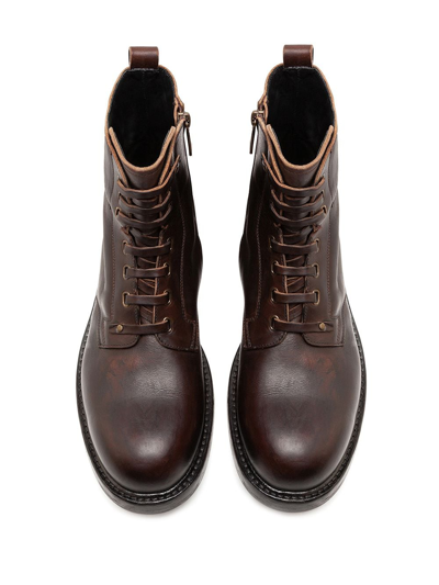 Shop Dolce & Gabbana Cowhide Lace-up Ankle Boots In Brown