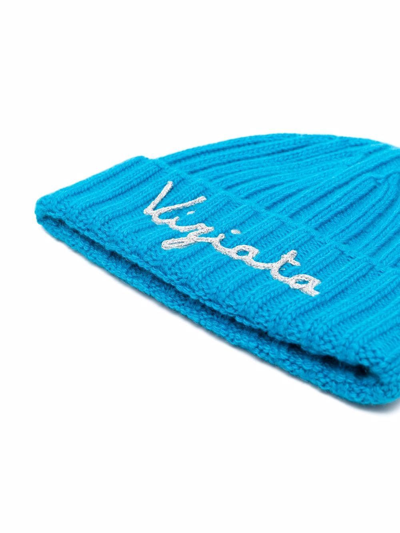 Shop Mc2 Saint Barth Viziata Ribbed-knit Beanie Hat In Blue