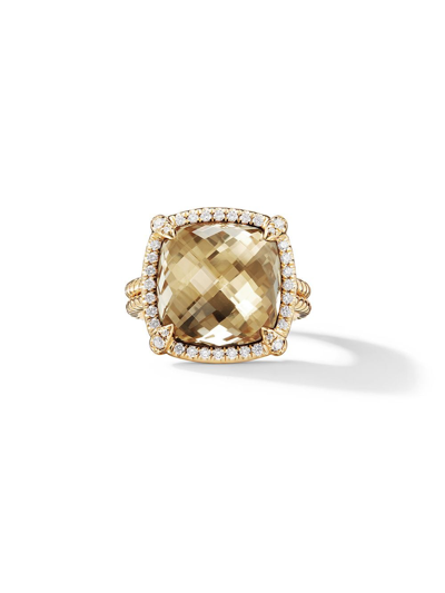 David Yurman Women's Châtelaine® Pavé Bezel Ring With Citrine & Diamonds In 18k Yellow Gold In 88accdi