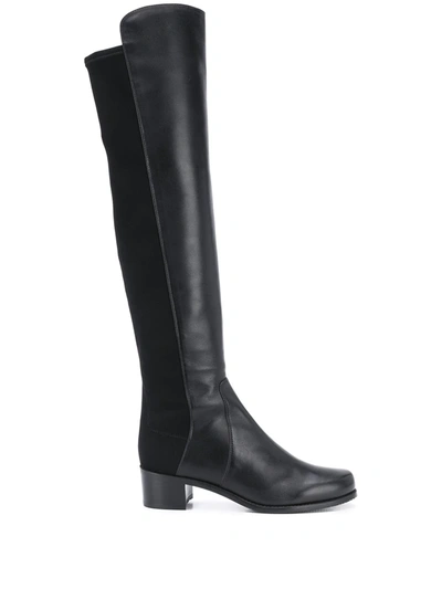 Stuart Weitzman Keelan City Microstretch And Leather Knee Boots In Black