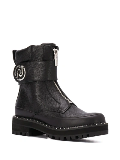 Shop Liu •jo Zip-up Combat Boots In Black