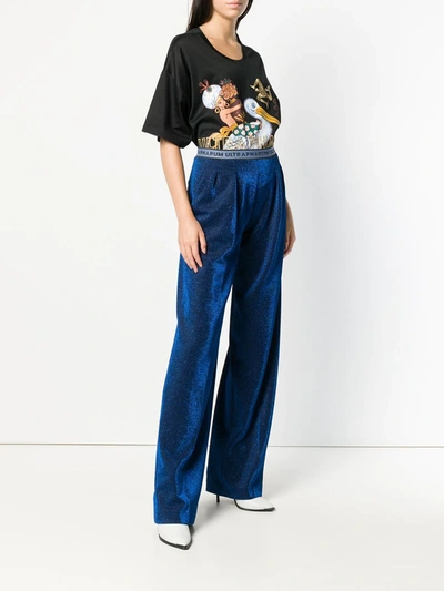 Shop Marco De Vincenzo Metallized Pull-on Trousers In Blue