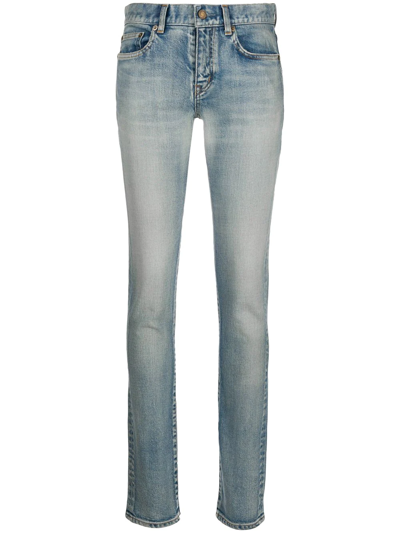 Shop Saint Laurent Low-rise Skinny Jeans In Blue