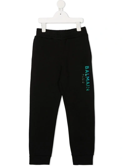 Shop Balmain Logo Print Track Trousers In Black