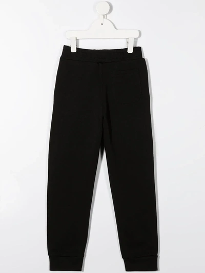 Balmain Black Trousers With Blue Logo In Black