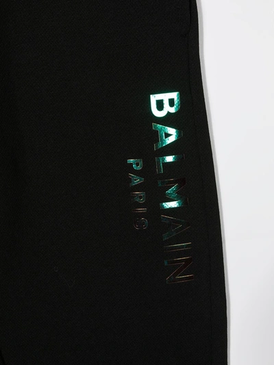 Shop Balmain Logo Print Track Trousers In Black